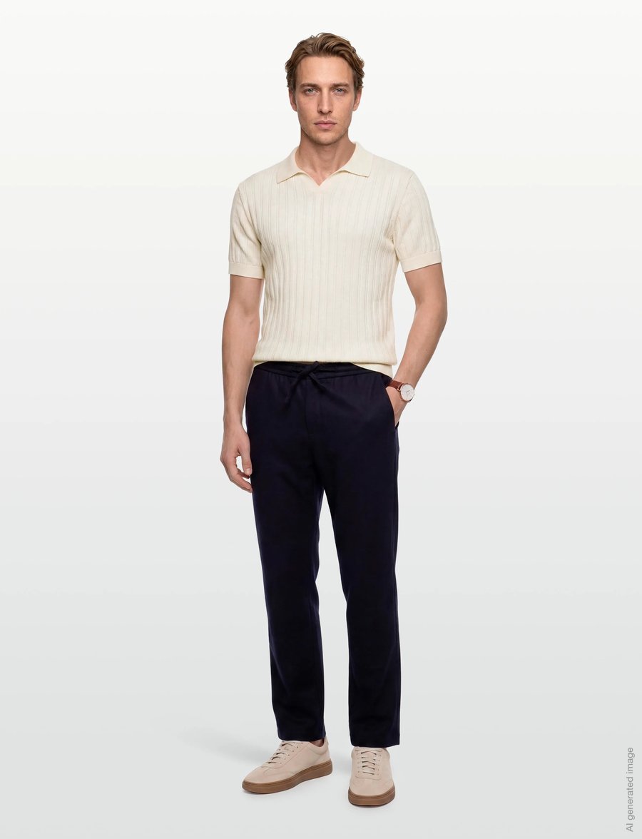Lindbergh - Knitted S/S v-neck polo - polostrik - off white - 0