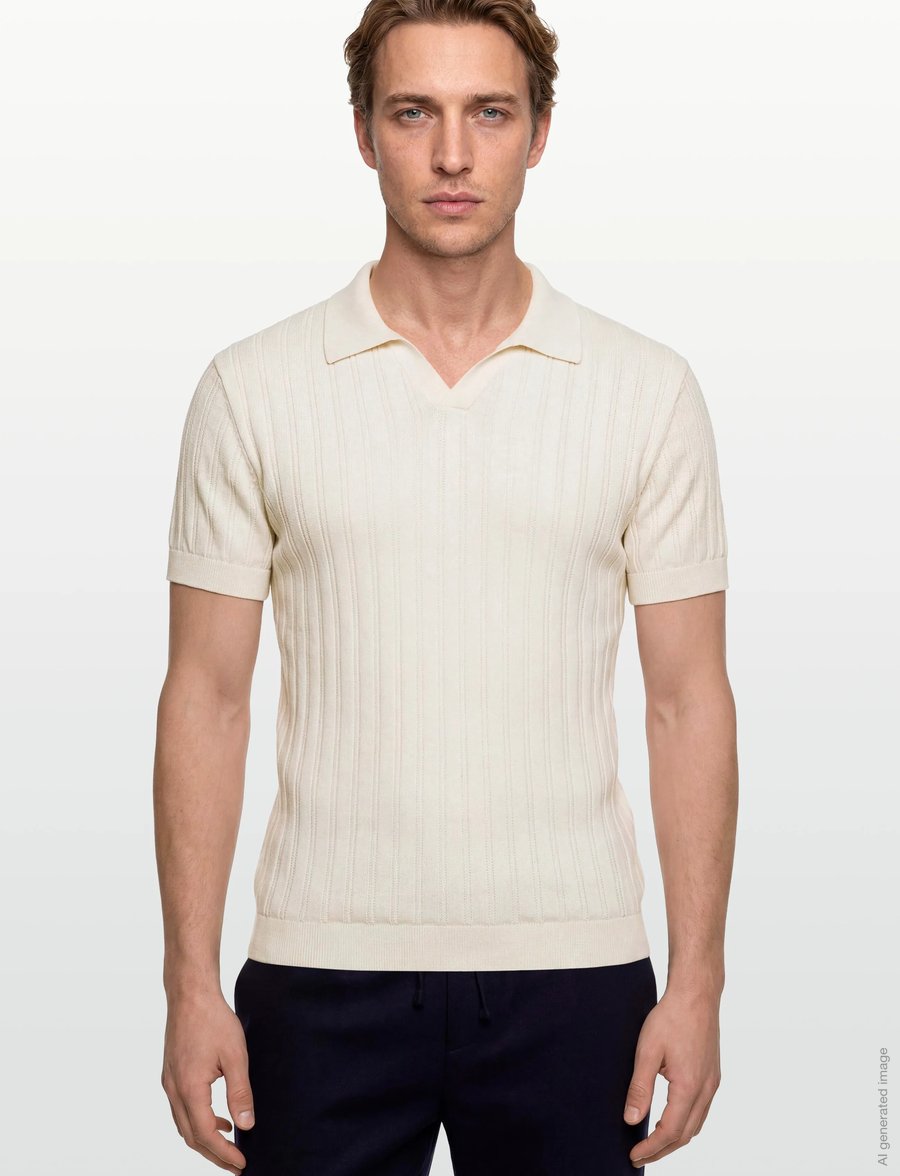 Lindbergh - Knitted S/S v-neck polo - polostrik - off white - 3