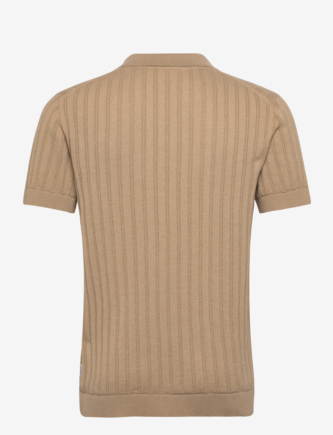 Lindbergh - Knitted S/S v-neck polo - kootud polosärgid - sand - 1