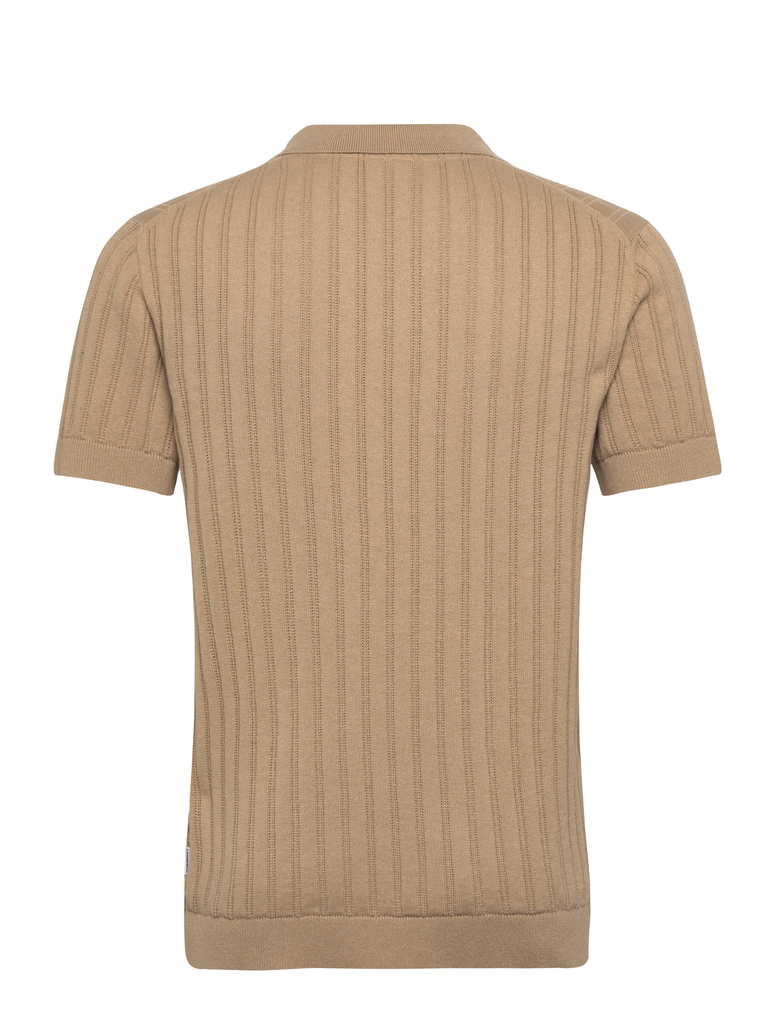 Lindbergh - Knitted S/S v-neck polo - knitted polos - sand - 1