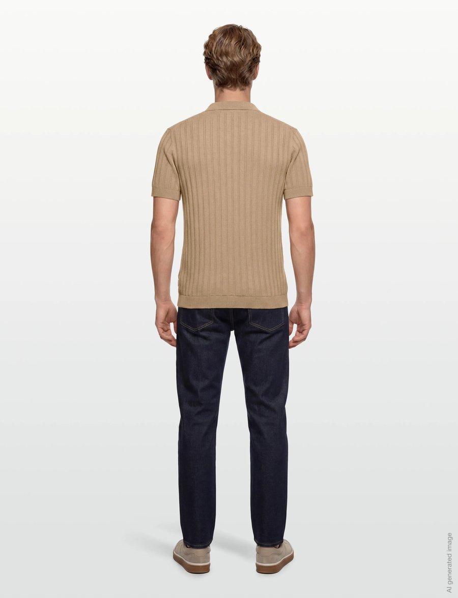 Lindbergh - Knitted S/S v-neck polo - polostrik - sand - 4