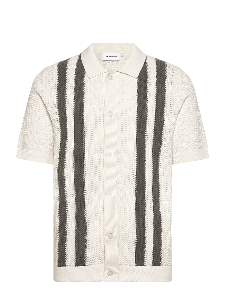 Lindbergh - Knitted polo cardigan - knitted polos - army mel - 1