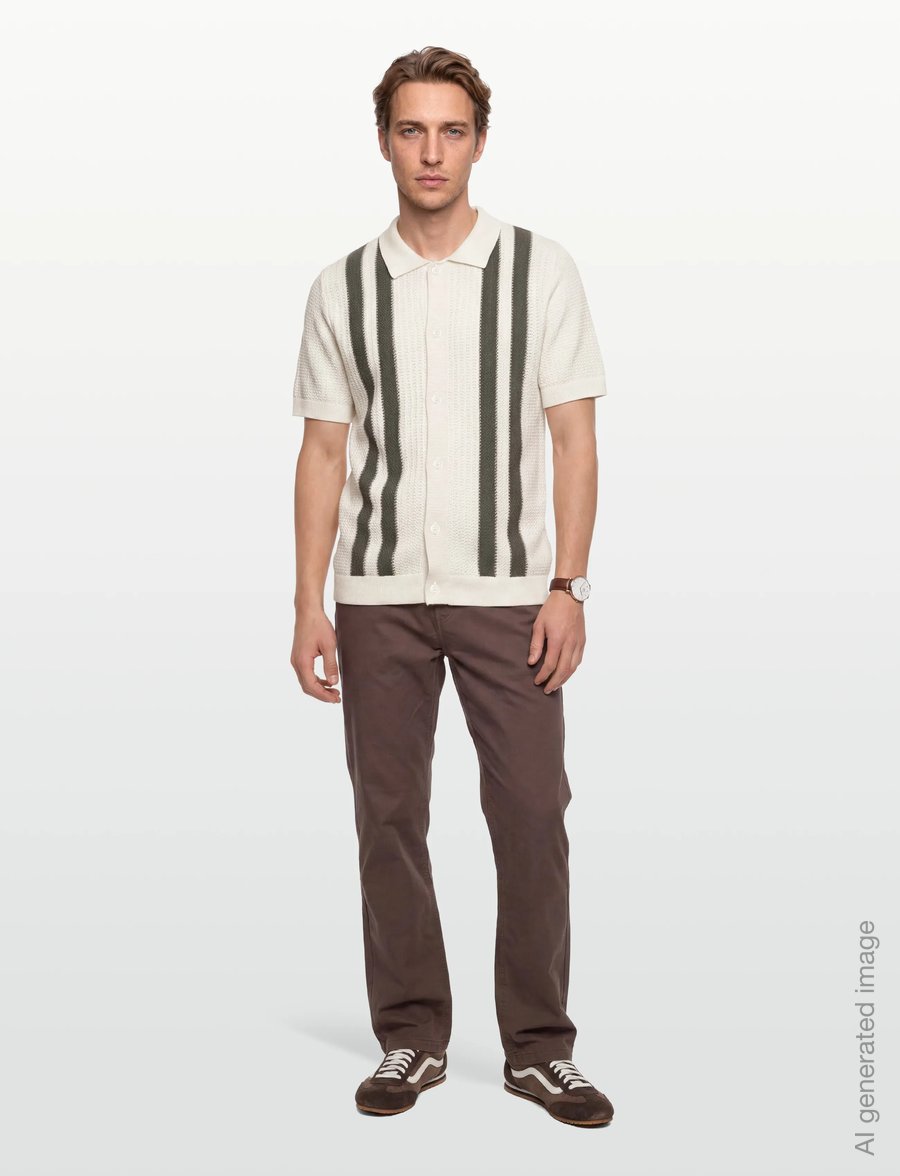 Lindbergh - Knitted polo cardigan - knitted polos - army mel - 0