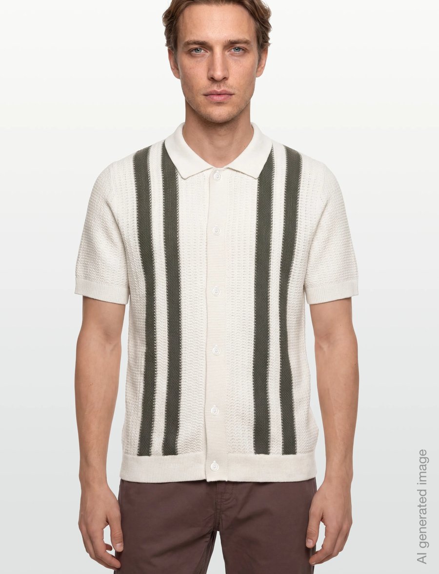 Lindbergh - Knitted polo cardigan - knitted polos - army mel - 3