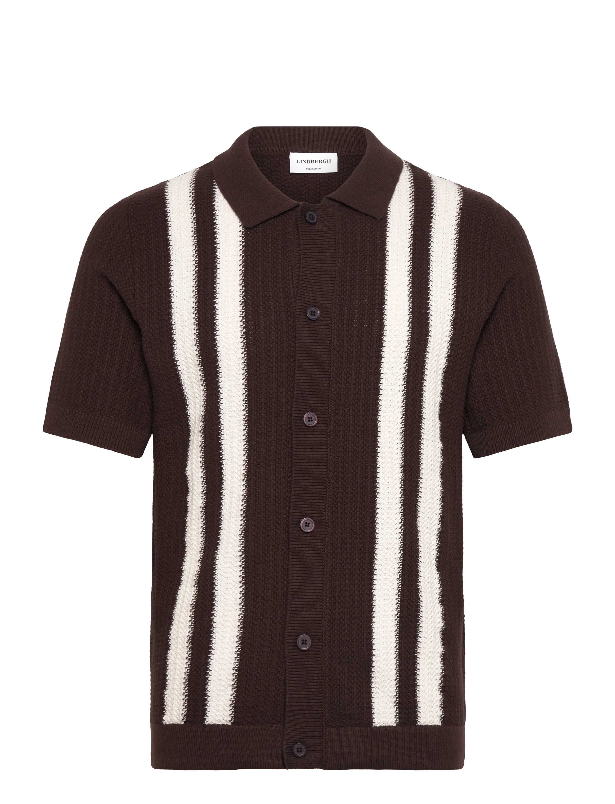 Lindbergh Knitted polo cardigan - Lindbergh - BROWN / brown