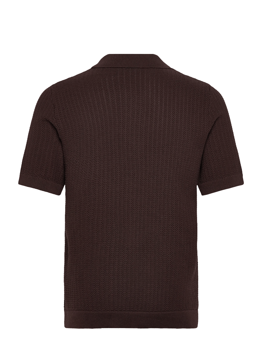 Lindbergh - Knitted polo cardigan - knitted polos - brown - 2
