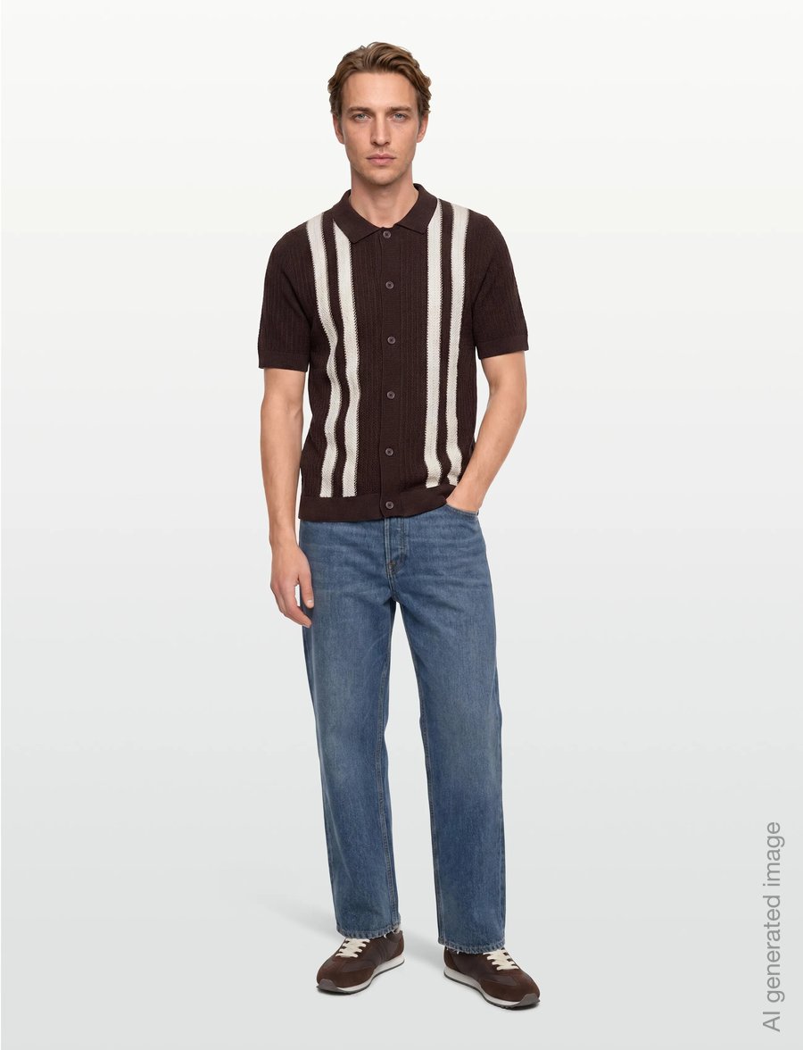 Lindbergh - Knitted polo cardigan - knitted polos - brown - 0