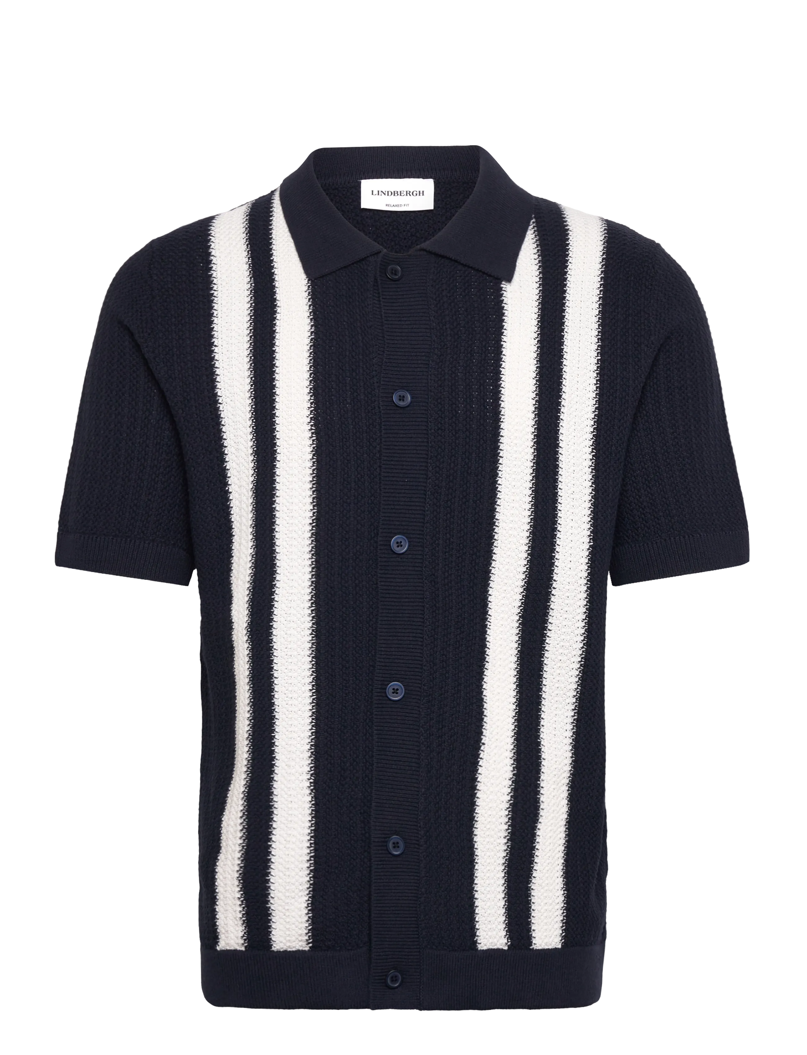 LINDBERGH Strick Polo Cardigan Navy - M - Herren