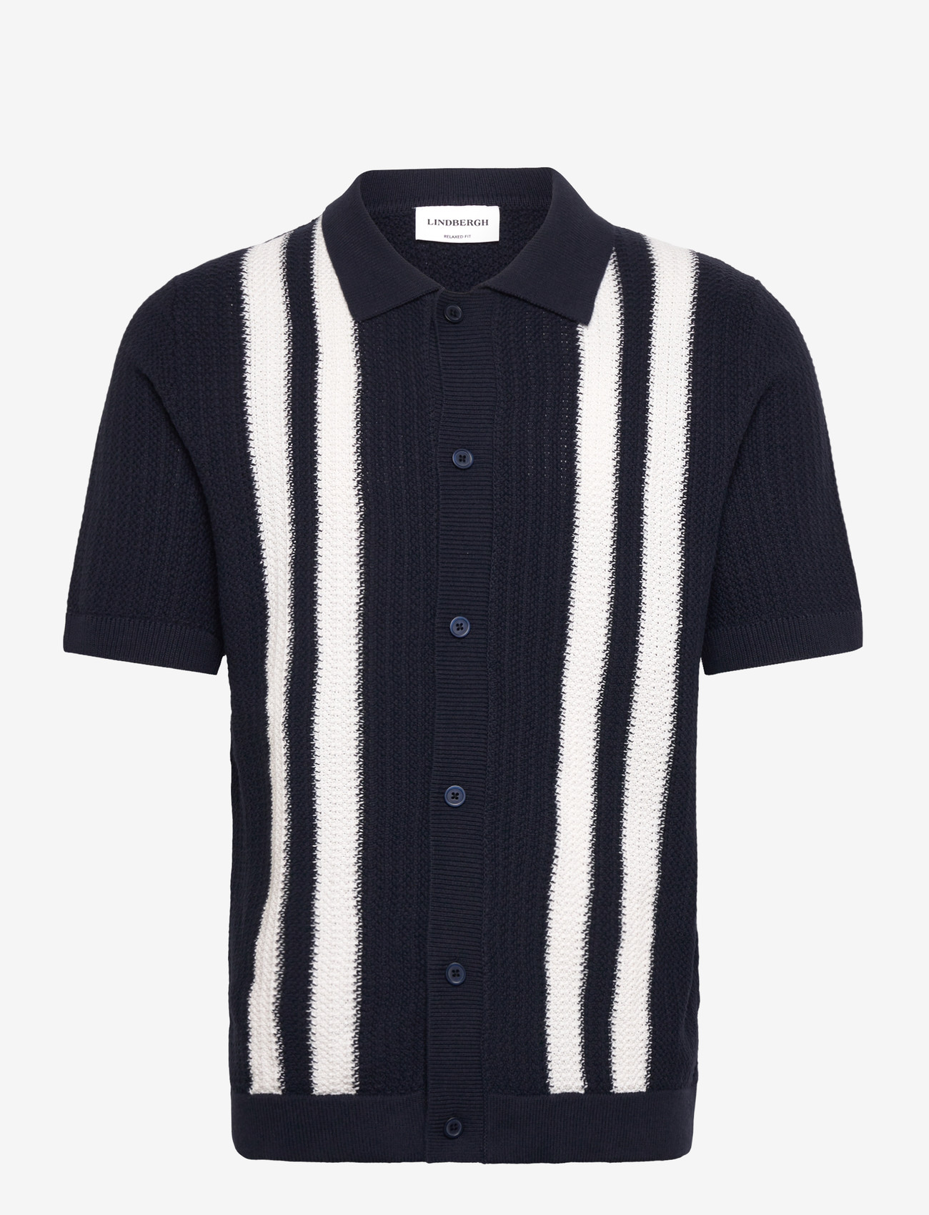 Lindbergh - Knitted polo cardigan - polostrik - navy - 0