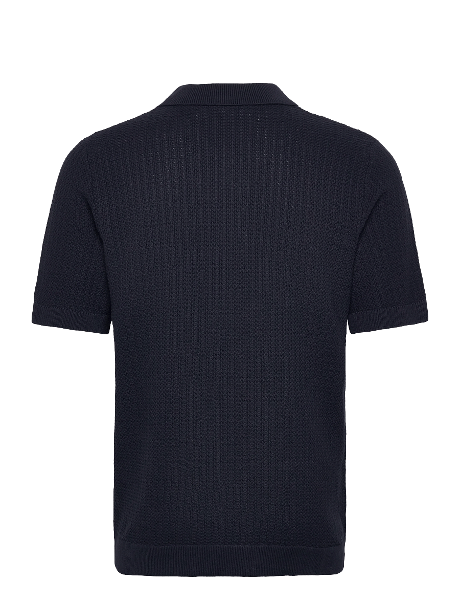 Lindbergh - Knitted polo cardigan - knitted polos - navy - 2