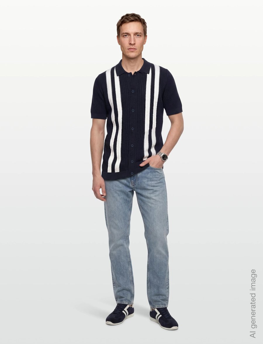 Lindbergh - Knitted polo cardigan - knitted polos - navy - 0