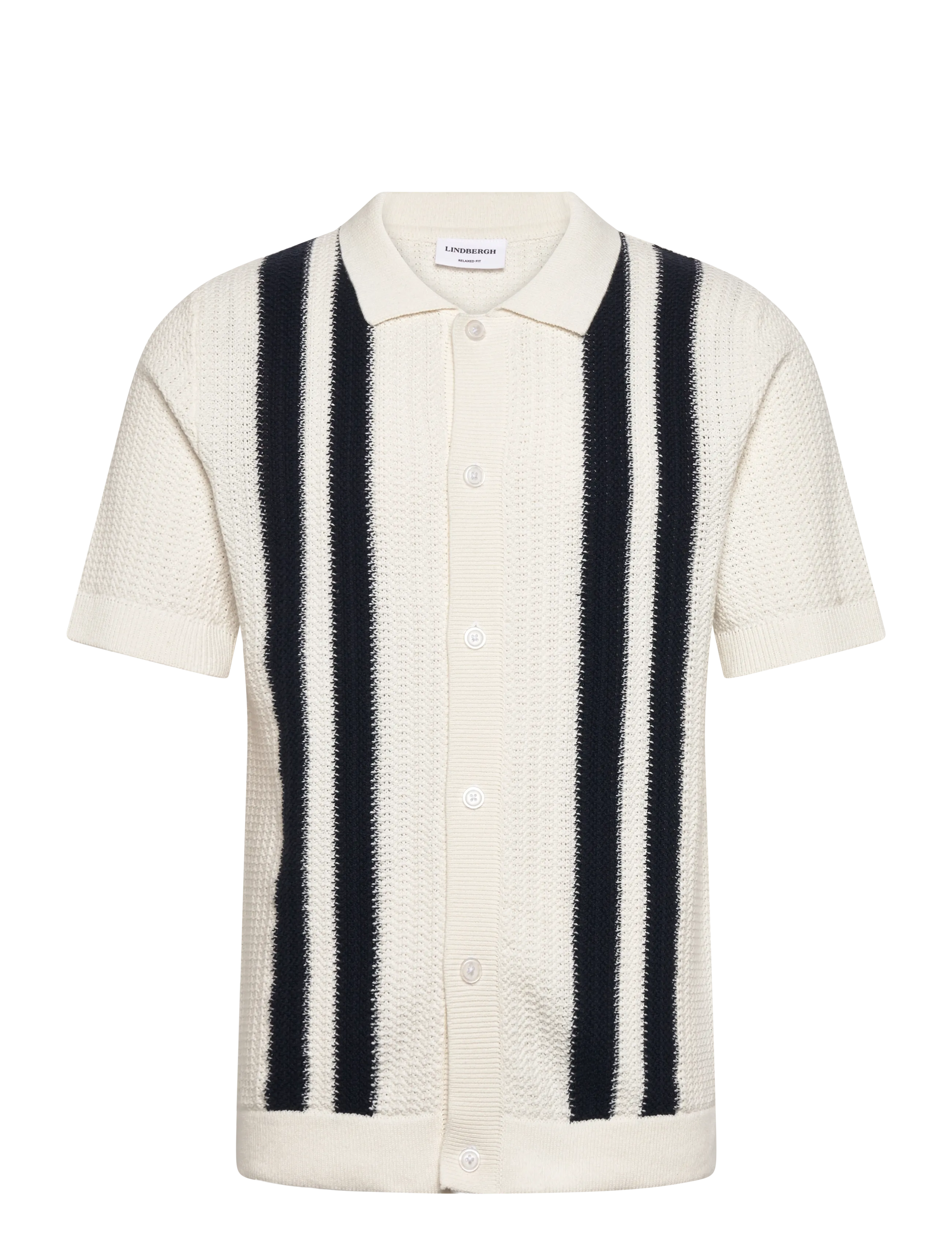 Lindbergh Knitted polo cardigan - Kortärmade stickade pikéer - OFF WHITE / cream