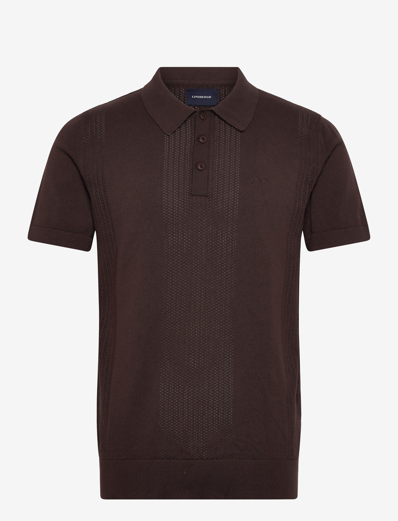 Lindbergh - Knitted polo shirt - mænd - ebony brown - 1