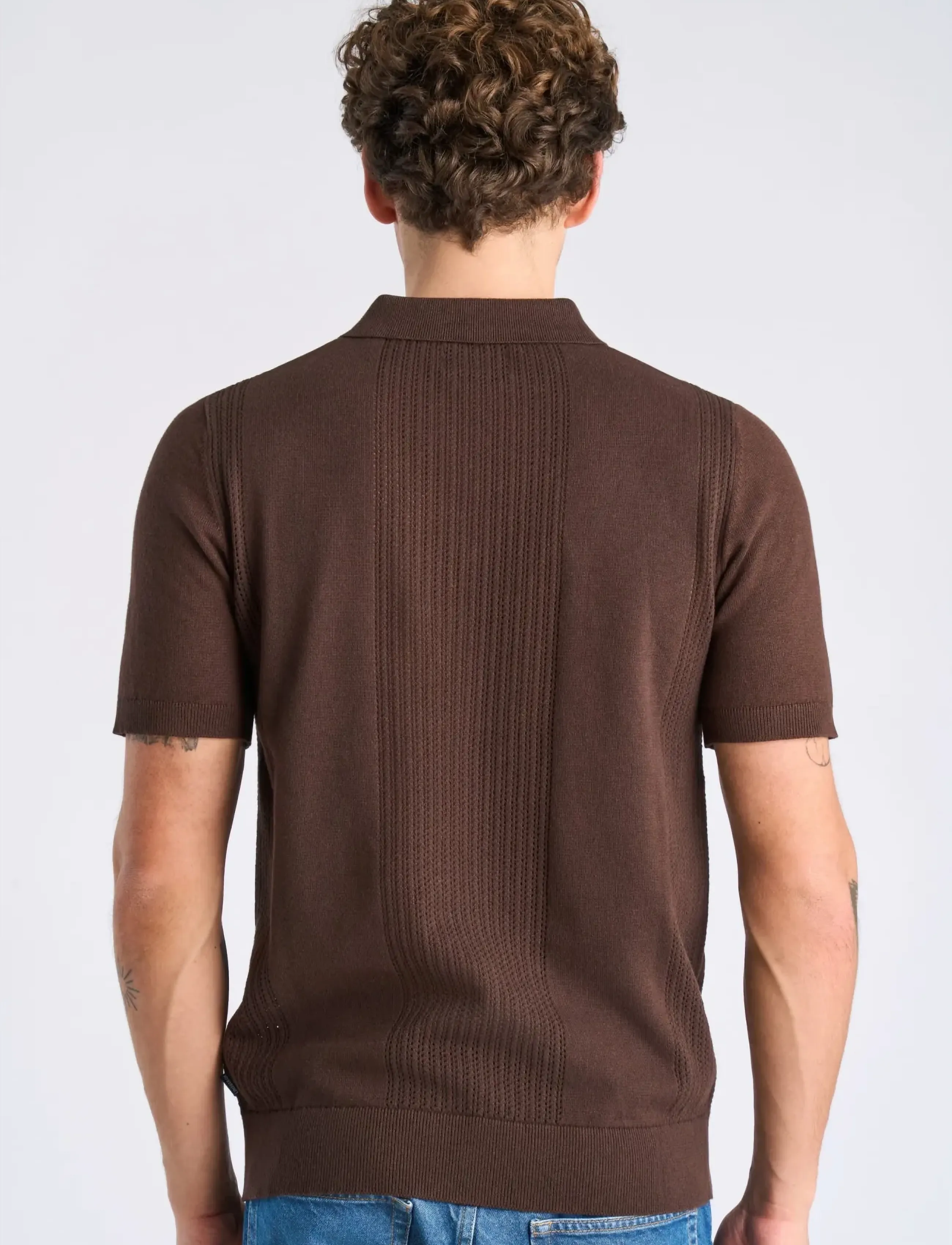 Lindbergh - Knitted polo shirt - kudumid - ebony brown - 4