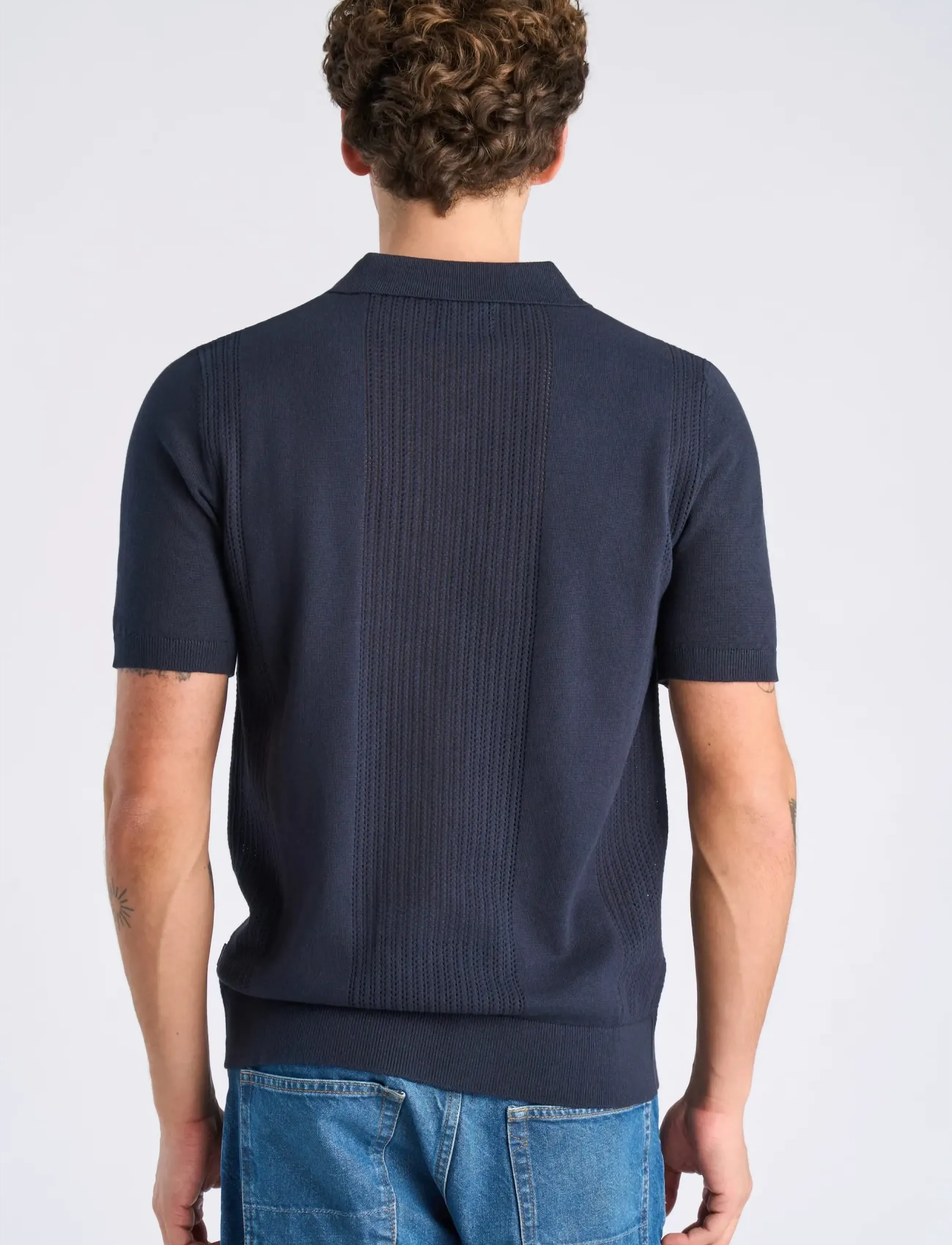 Lindbergh - Knitted polo shirt - mænd - navy - 4