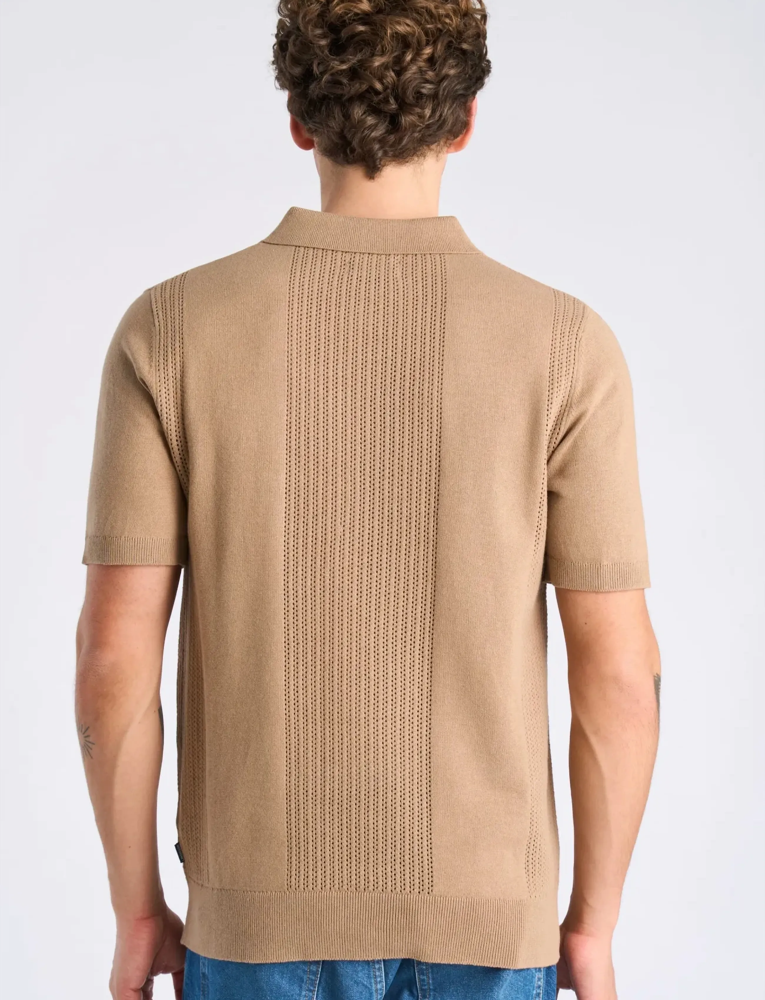Lindbergh - Knitted polo shirt - mænd - sand - 4