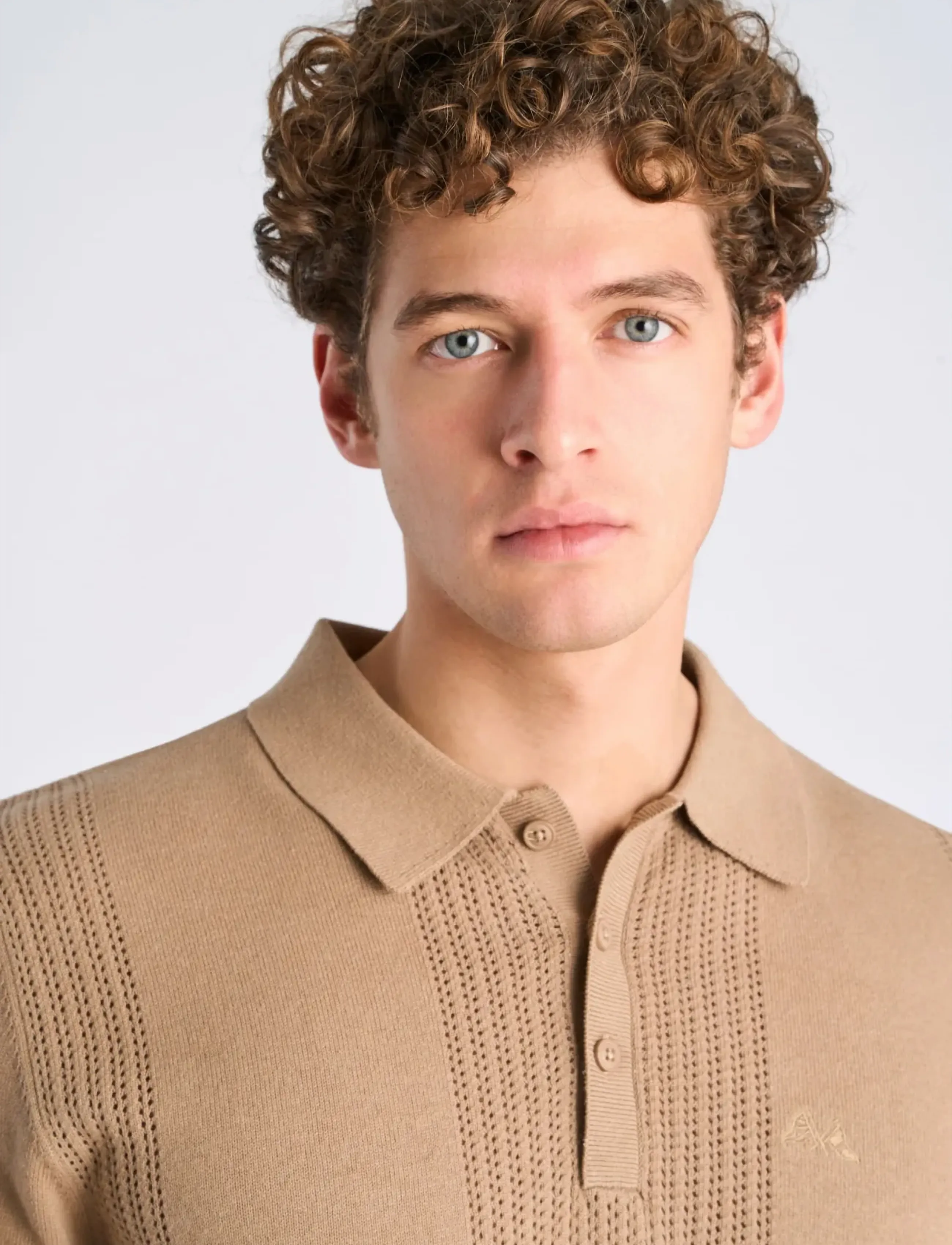 Lindbergh - Knitted polo shirt - mænd - sand - 5
