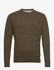 Lindbergh - O-neck cable knit - basic knitwear - army mel - 0