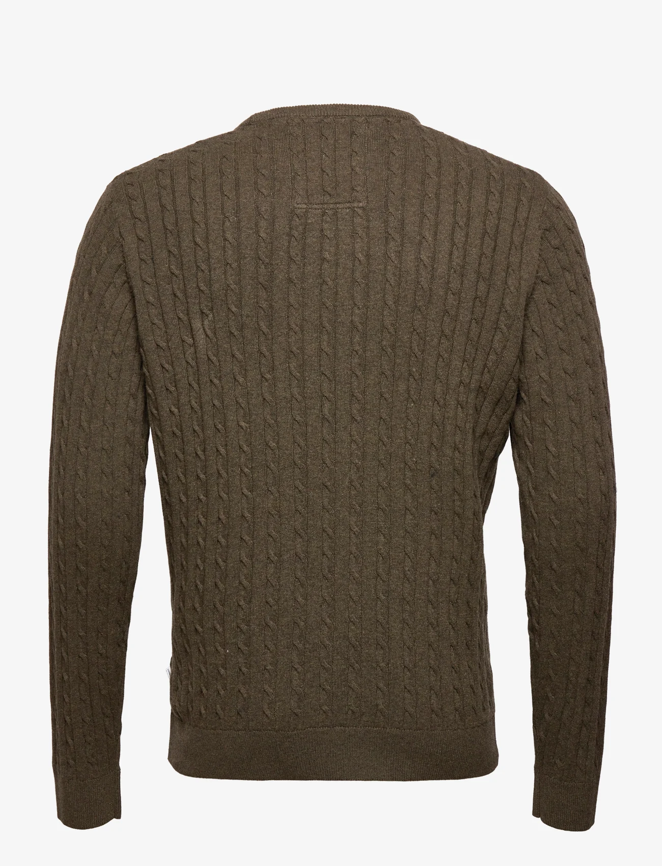 Lindbergh - O-neck cable knit - perusneuleet - army mel - 1