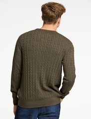 Lindbergh - O-neck cable knit - basic knitwear - army mel - 3