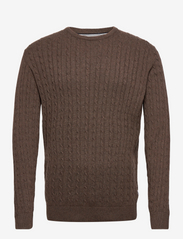 O-neck cable knit - BROWN MEL