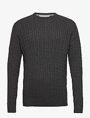 Lindbergh - O-neck cable knit - basic knitwear - charcoal mel - 0