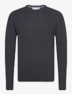 O-neck cable knit - NAVY