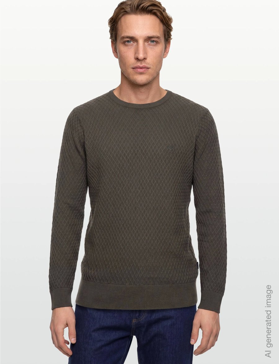 Lindbergh - Cable knit jumper - rund hals - dk army - 3