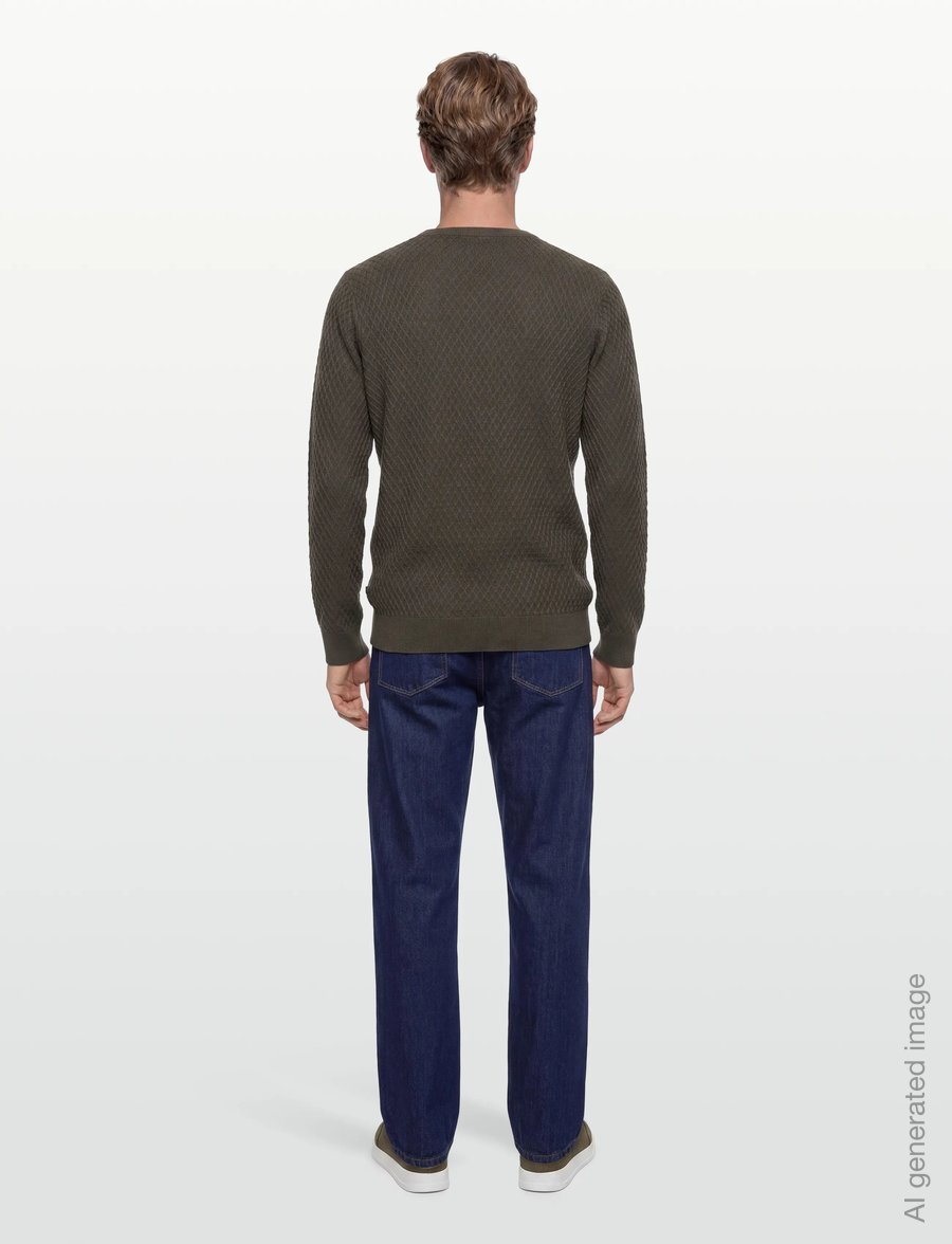 Lindbergh - Cable knit jumper - rund hals - dk army - 4