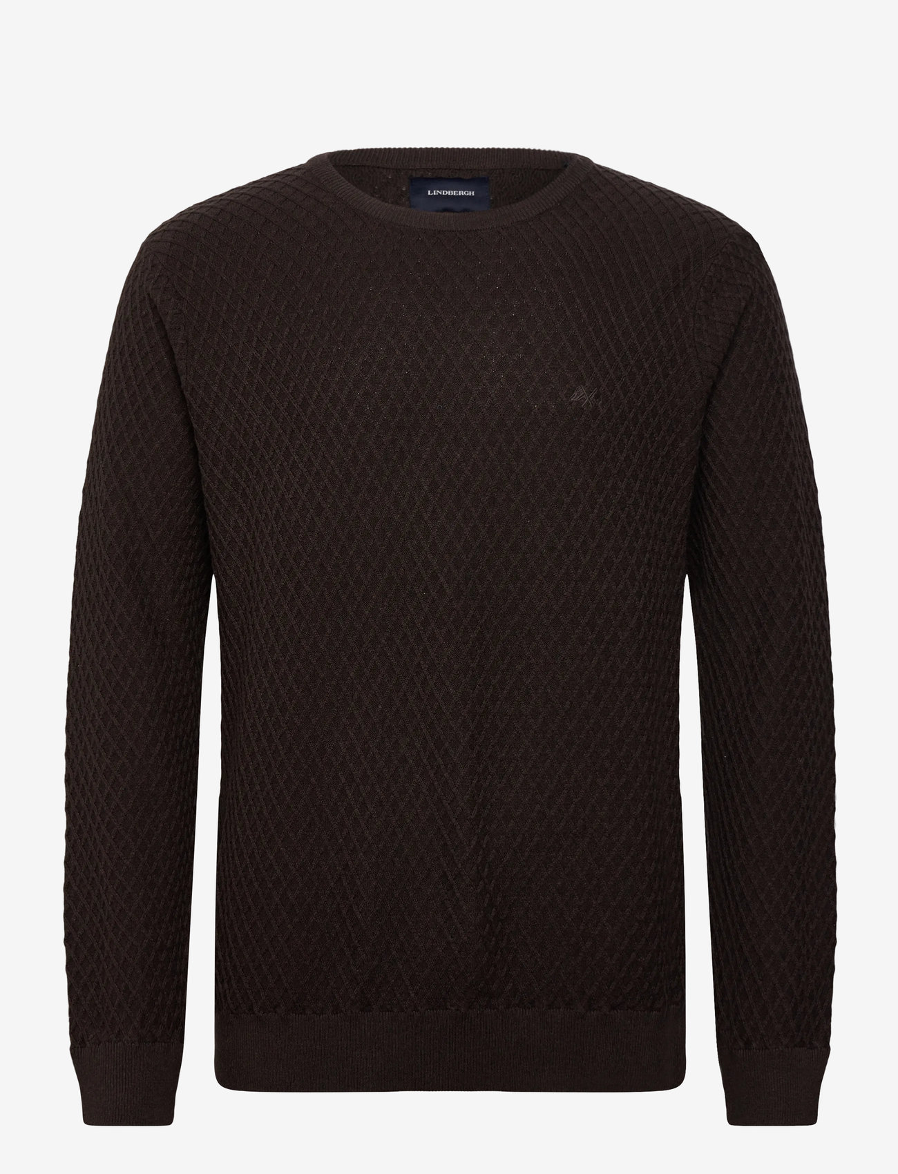 Lindbergh - Cable knit jumper - Ümmarguse kaelusega kudumid - dk brown mel - 0