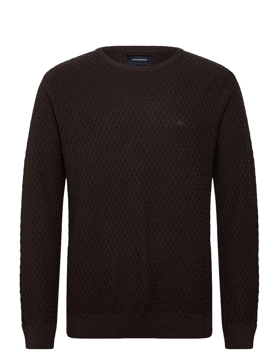 Lindbergh - Cable knit jumper - round necks - dk brown mel - 1