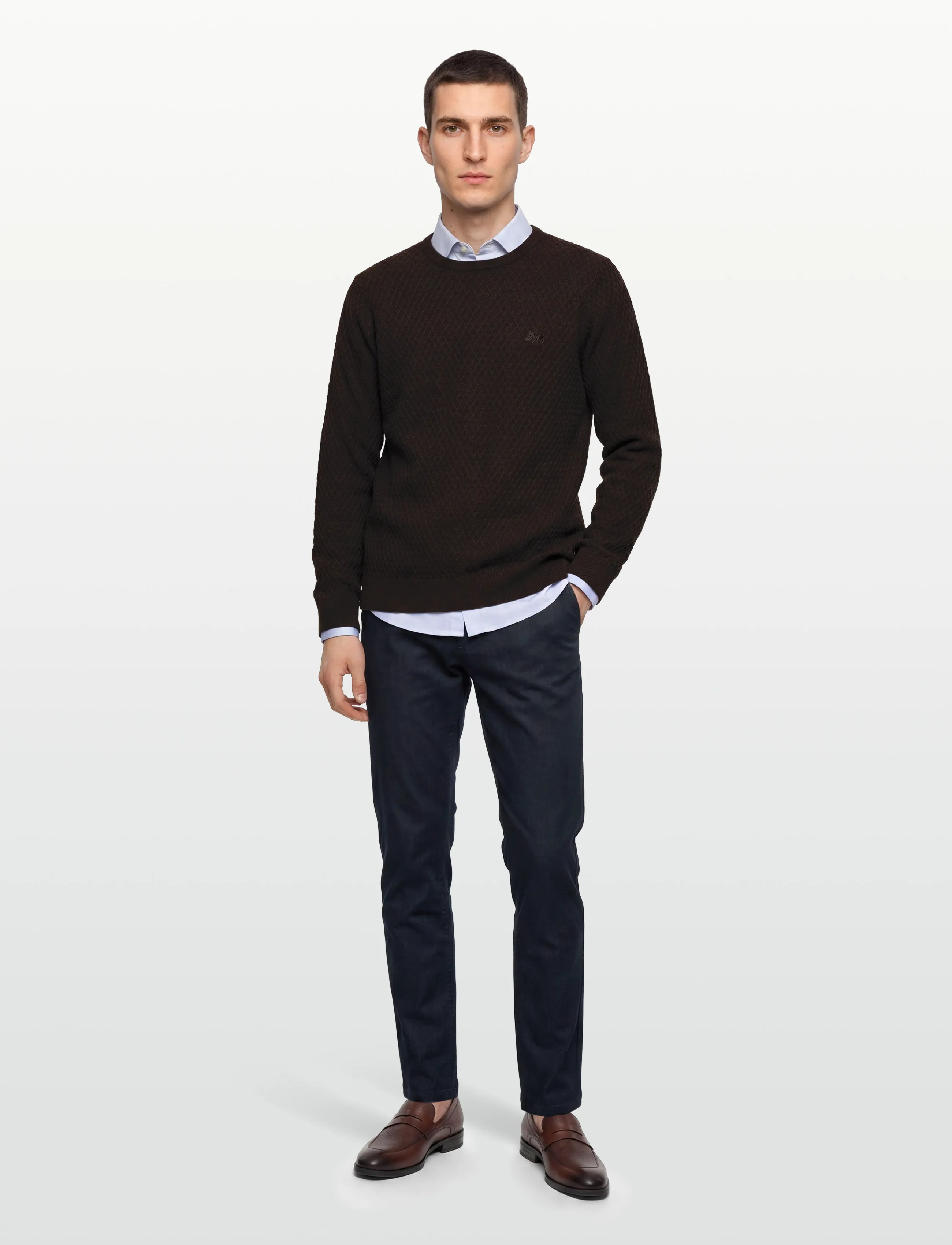 Lindbergh Cable Knit Jumper, XXL, Brown, Strik > Runde Halse, Herre
