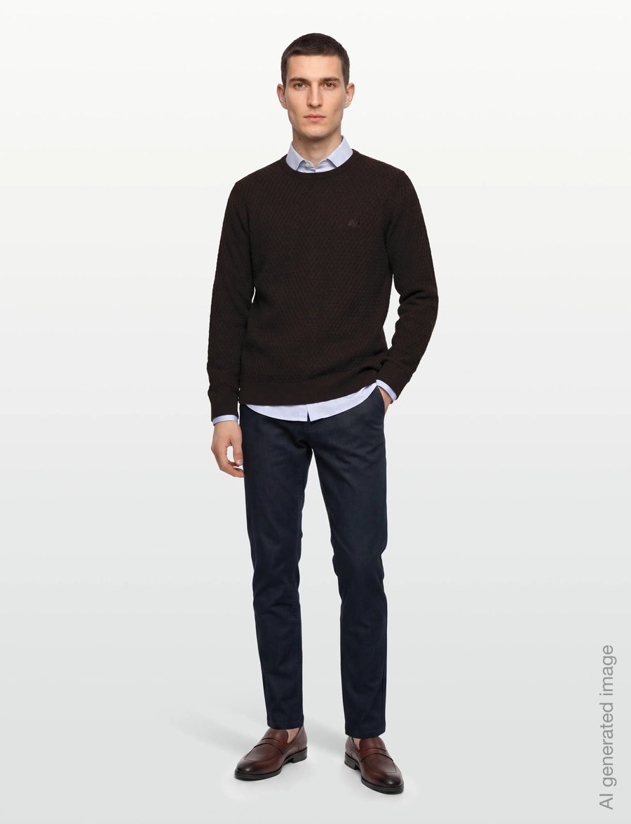 Lindbergh - Cable knit jumper - round necks - dk brown mel - 0