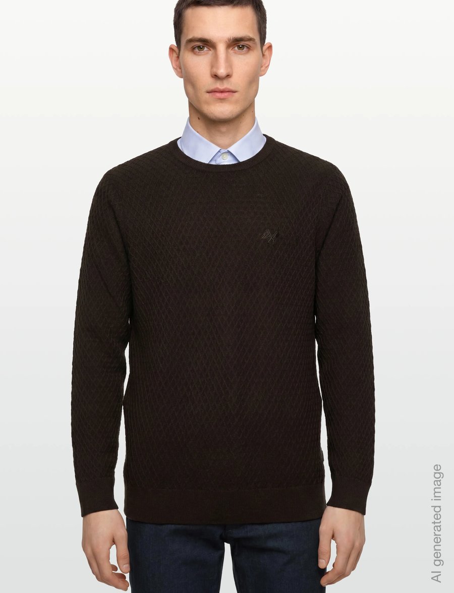 Lindbergh - Cable knit jumper - round necks - dk brown mel - 3
