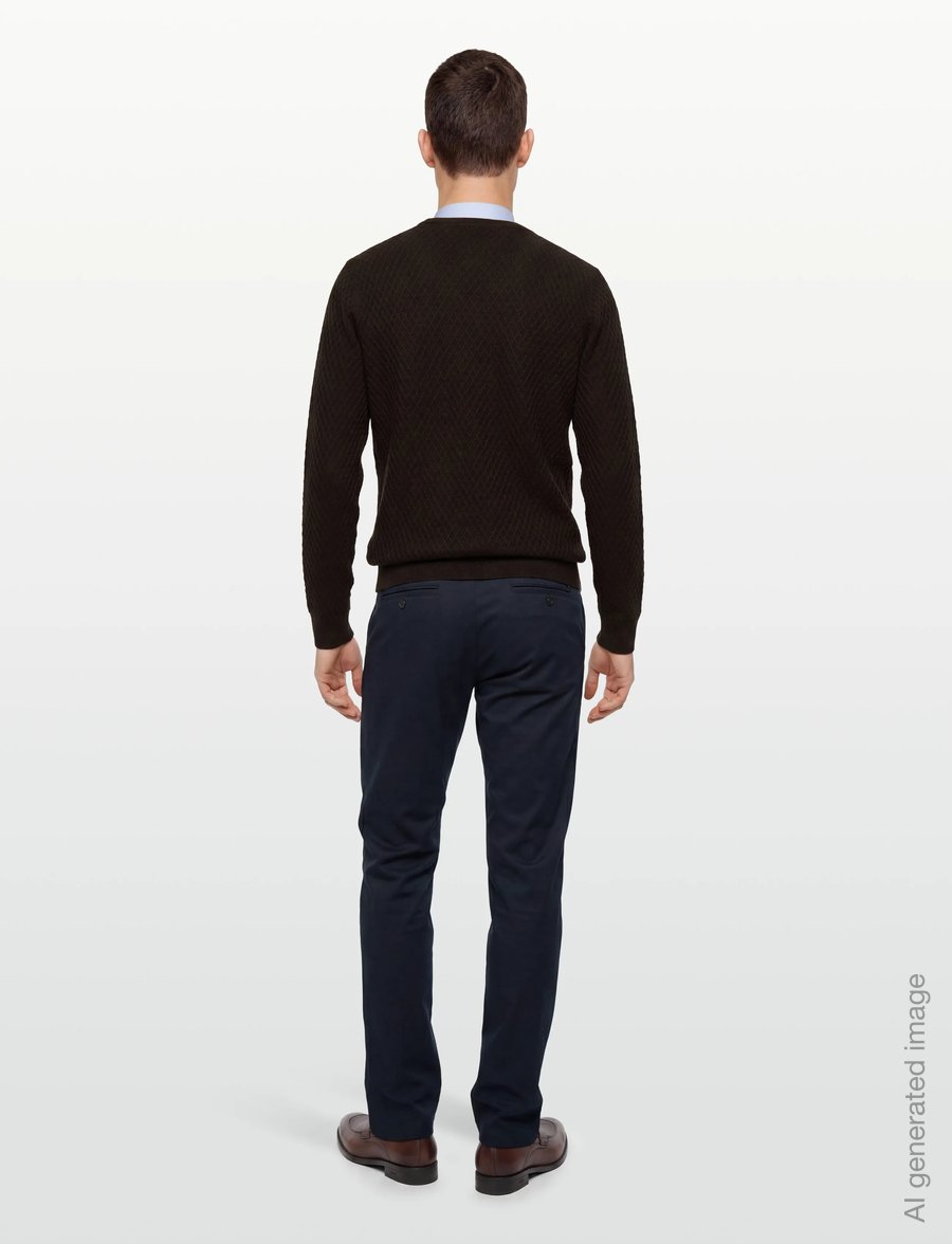 Lindbergh - Cable knit jumper - round necks - dk brown mel - 4