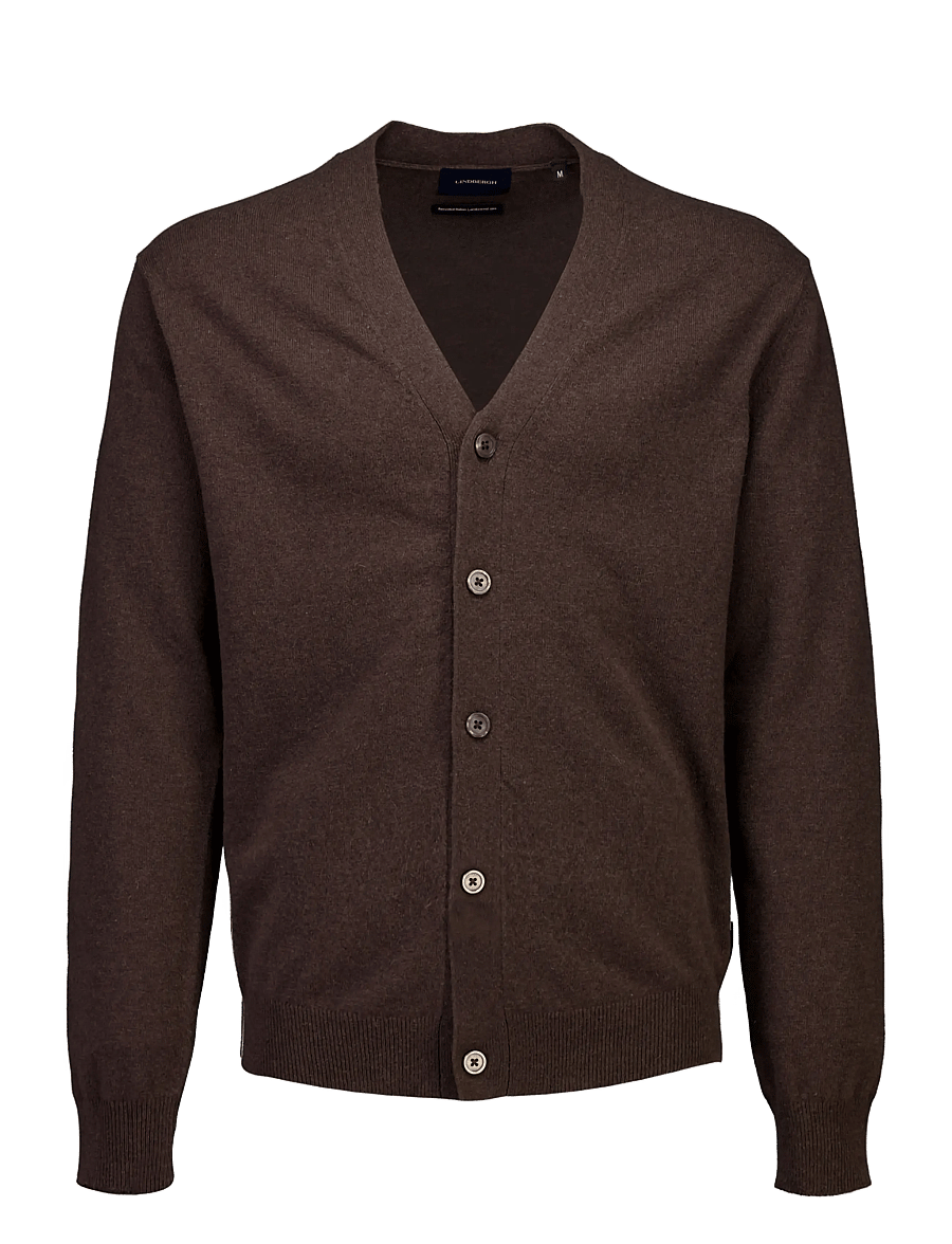 Lindbergh - Recycled lambswool mix jumper - cardigans - brown mel - 1
