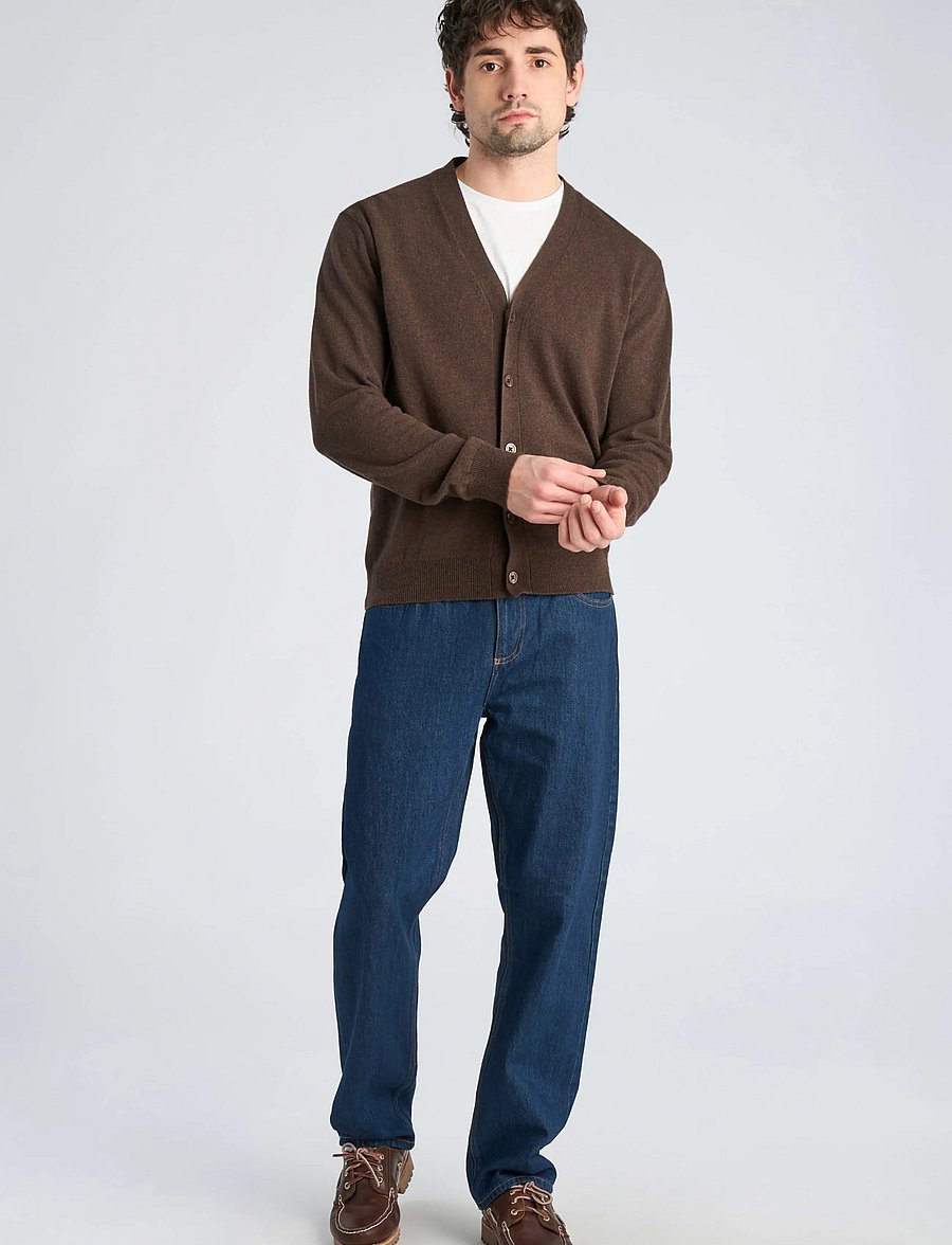 Lindbergh - Recycled lambswool mix jumper - cardigans - brown mel - 0