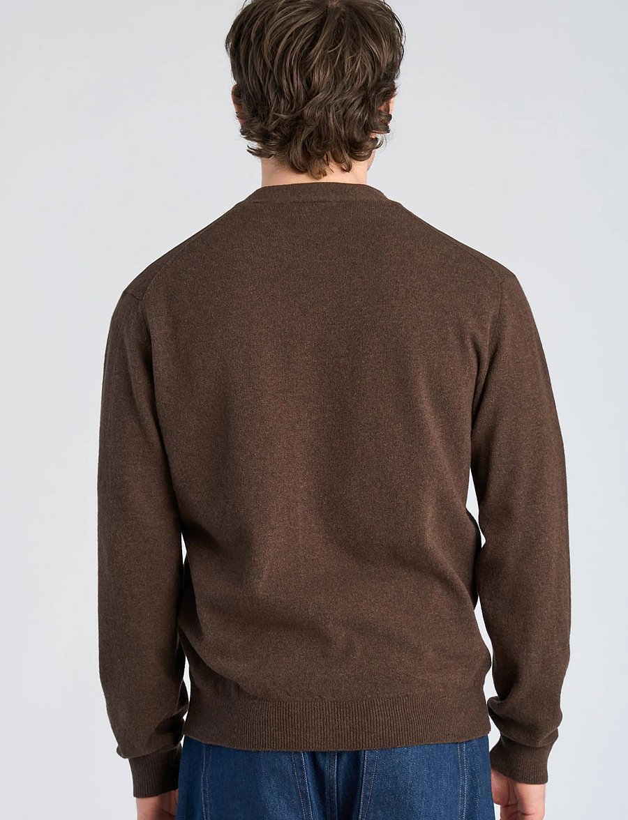 Lindbergh - Recycled lambswool mix jumper - cardigans - brown mel - 4