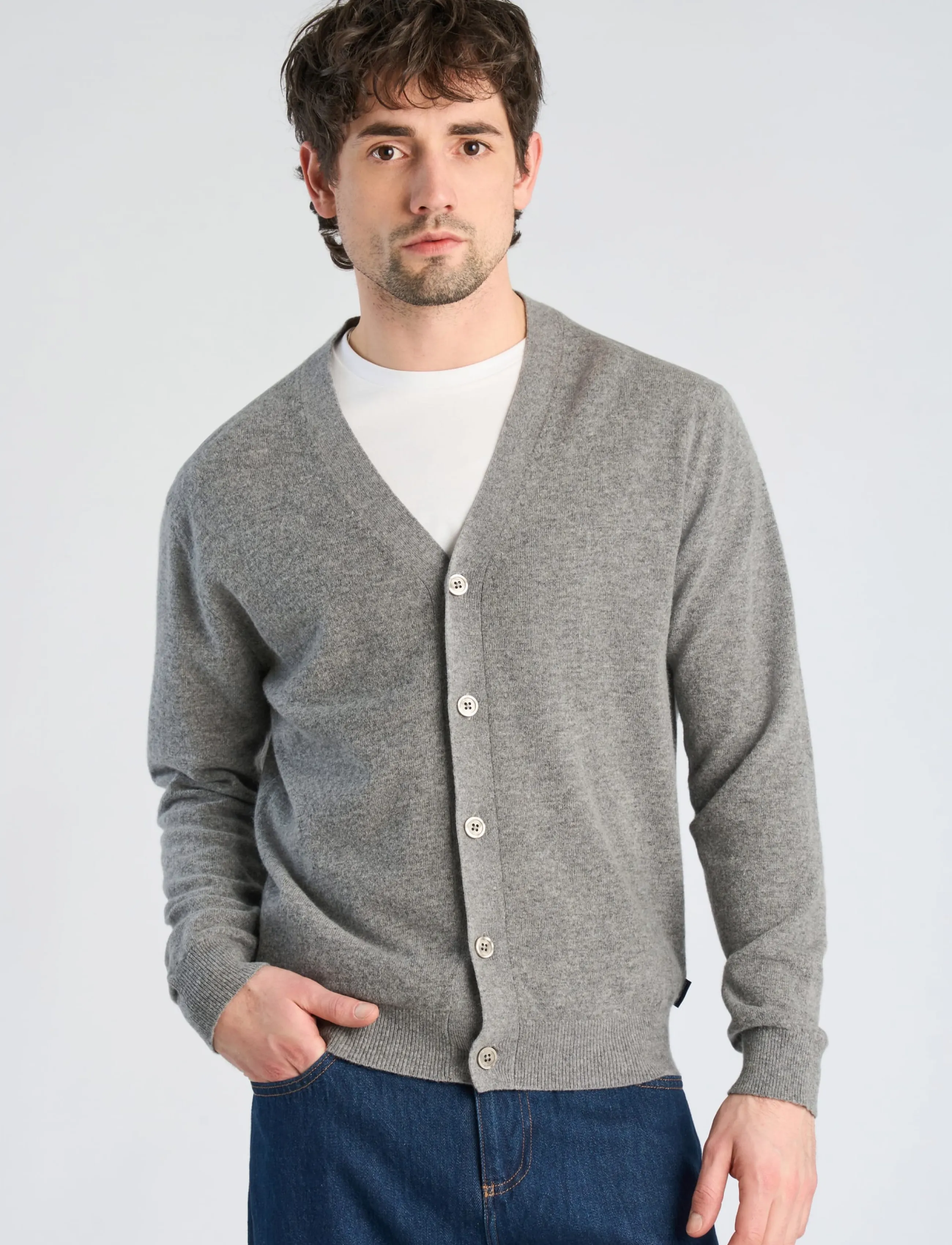 Lindbergh - Recycled lambswool mix jumper - cardigans - lt grey mel - 3