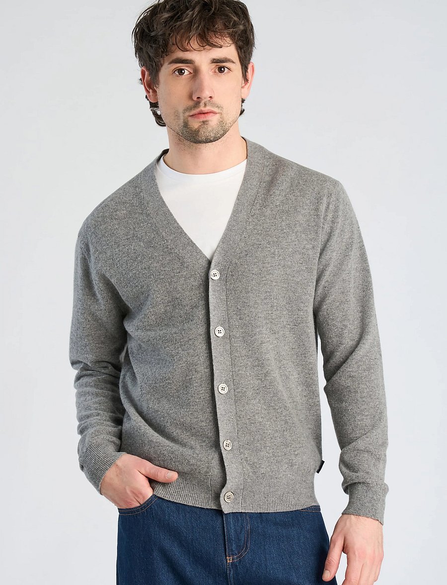 Lindbergh - Recycled lambswool mix jumper - cardigans - lt grey mel - 3