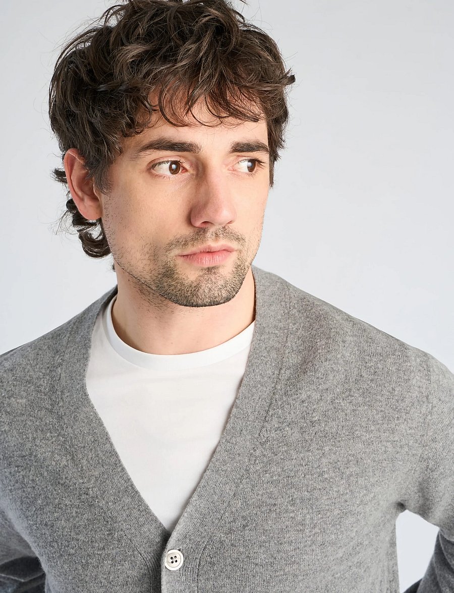 Lindbergh - Recycled lambswool mix jumper - cardigans - lt grey mel - 5