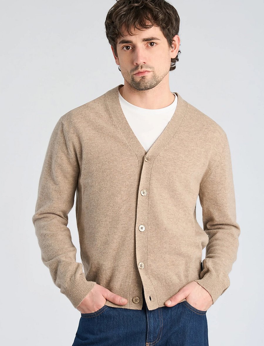 Lindbergh - Recycled lambswool mix jumper - cardigans - lt sand mel - 3