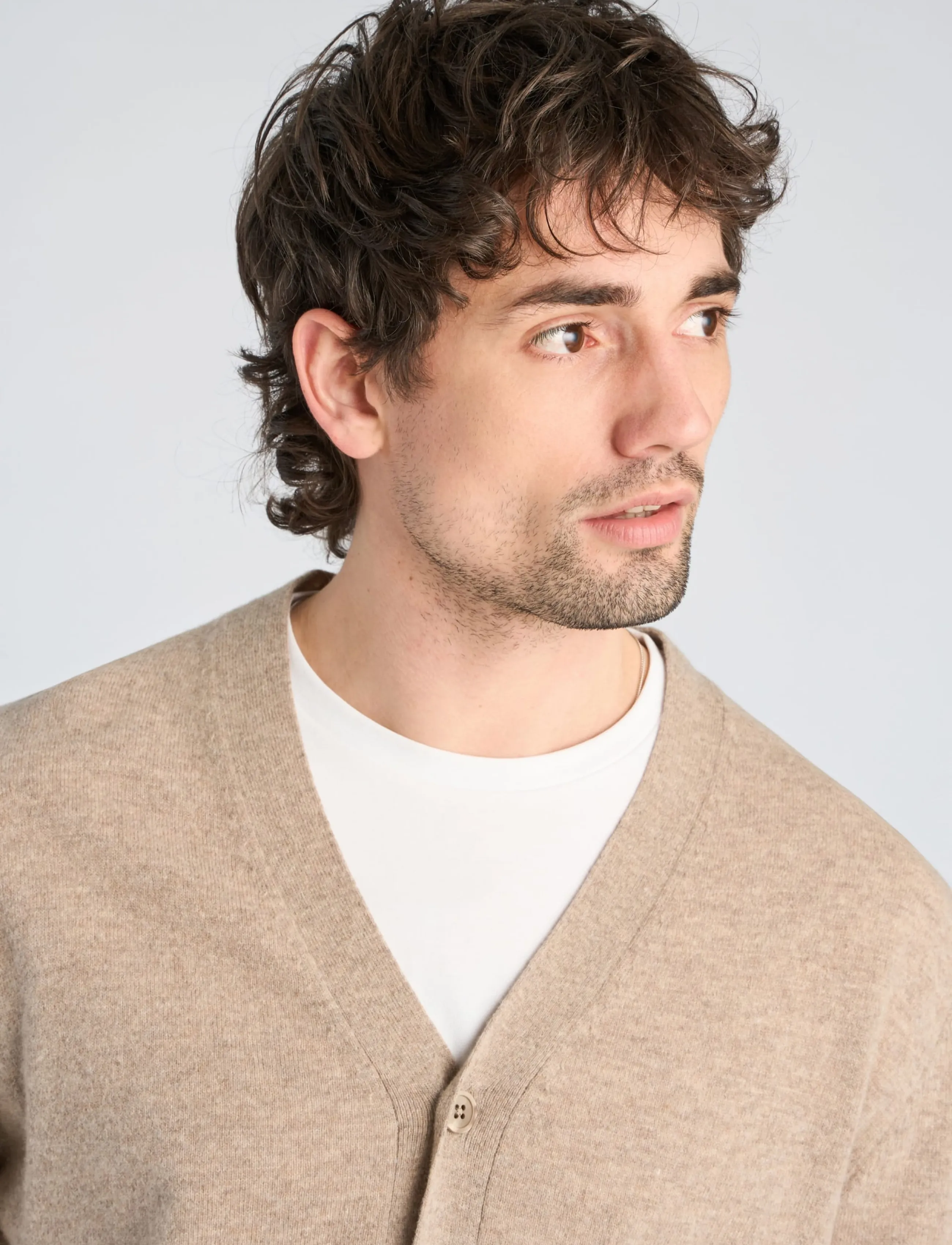 Lindbergh - Recycled lambswool mix jumper - cardigans - lt sand mel - 5