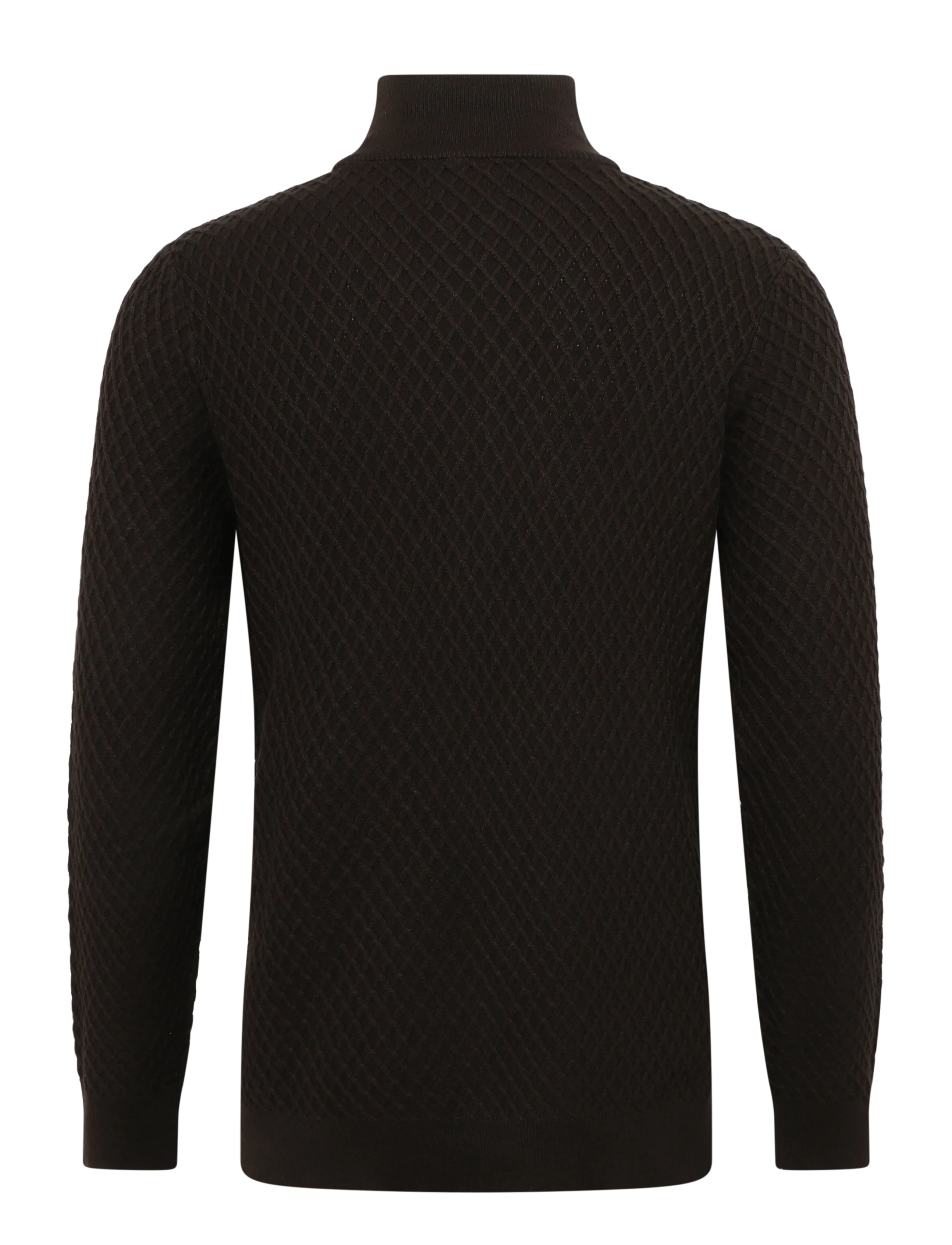 Lindbergh - Half zip cable knit jumper - halfzip strik - dk brown mel - 1