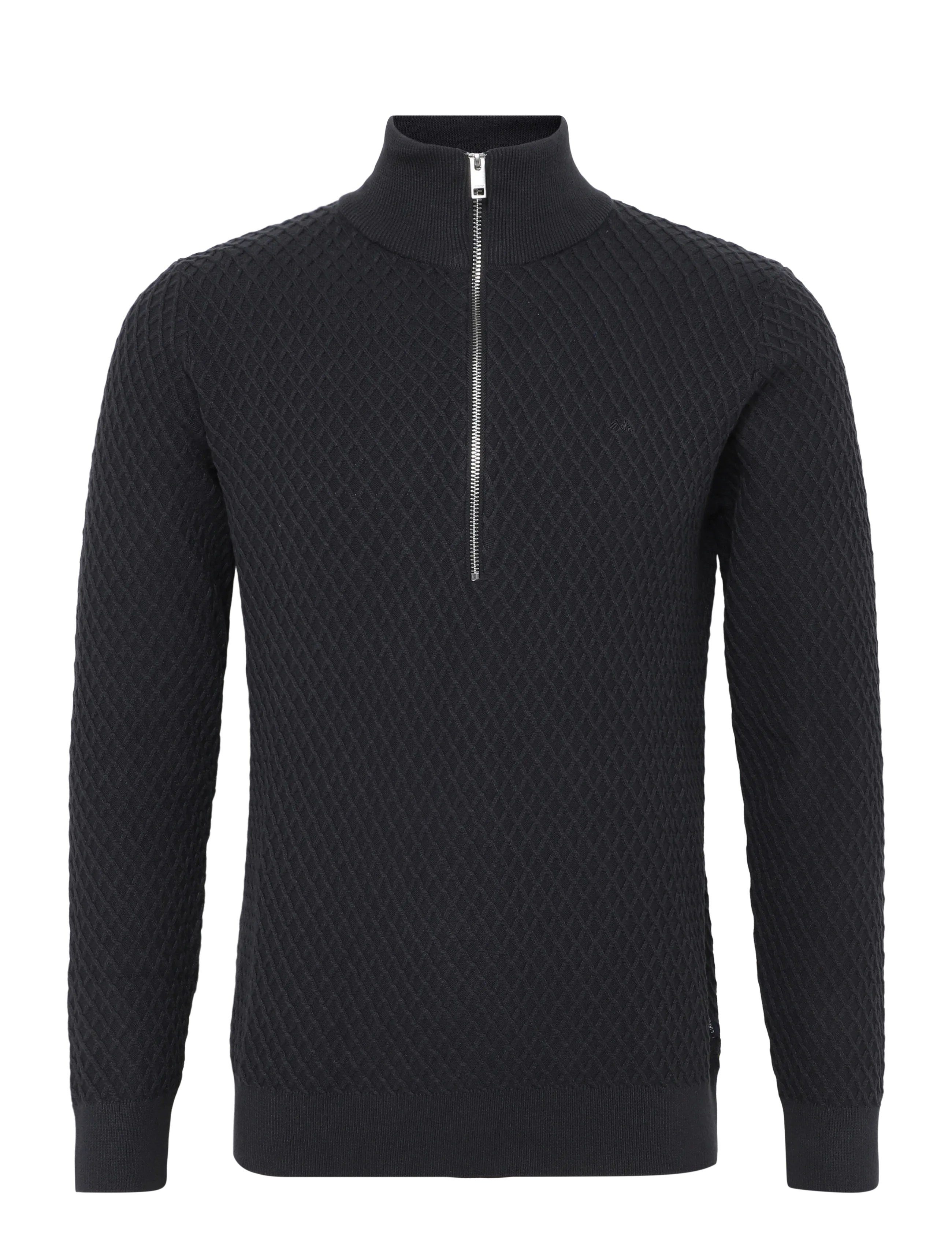 Lindbergh Half zip cable knit jumper - Knitwear - DK NAVY / navy