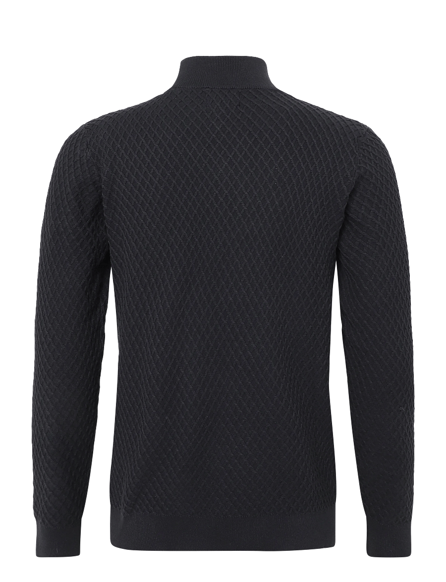 Lindbergh - Half zip cable knit jumper - half zip jumpers - dk navy - 1