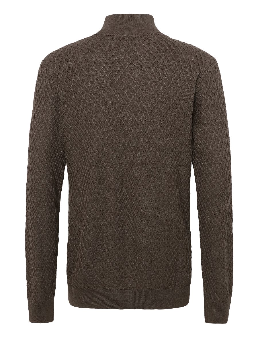 Lindbergh - Half zip cable knit jumper - halfzip strik - dk sand mel - 1