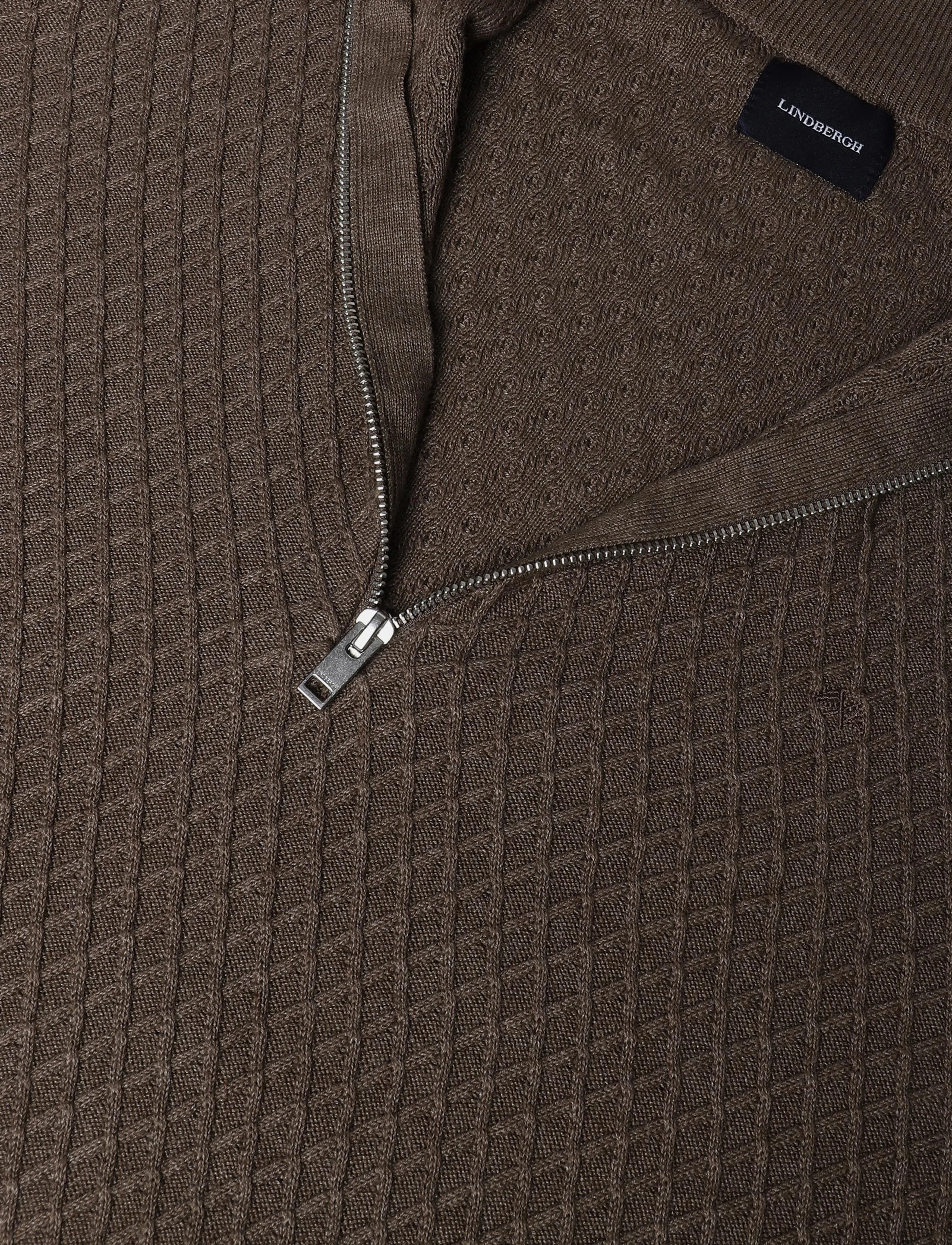 Lindbergh - Half zip cable knit jumper - halfzip strik - dk sand mel - 2
