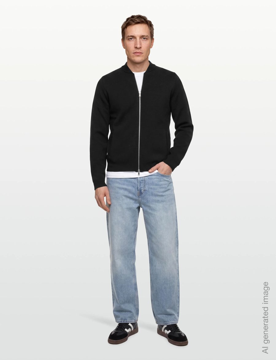 Lindbergh - Zip through cardigan - strickjacken - black - 0
