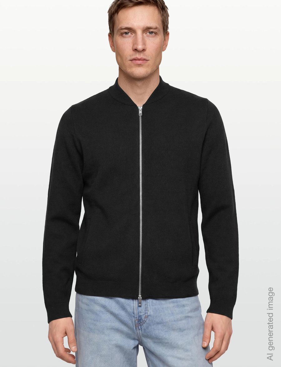 Lindbergh - Zip through cardigan - strickjacken - black - 3